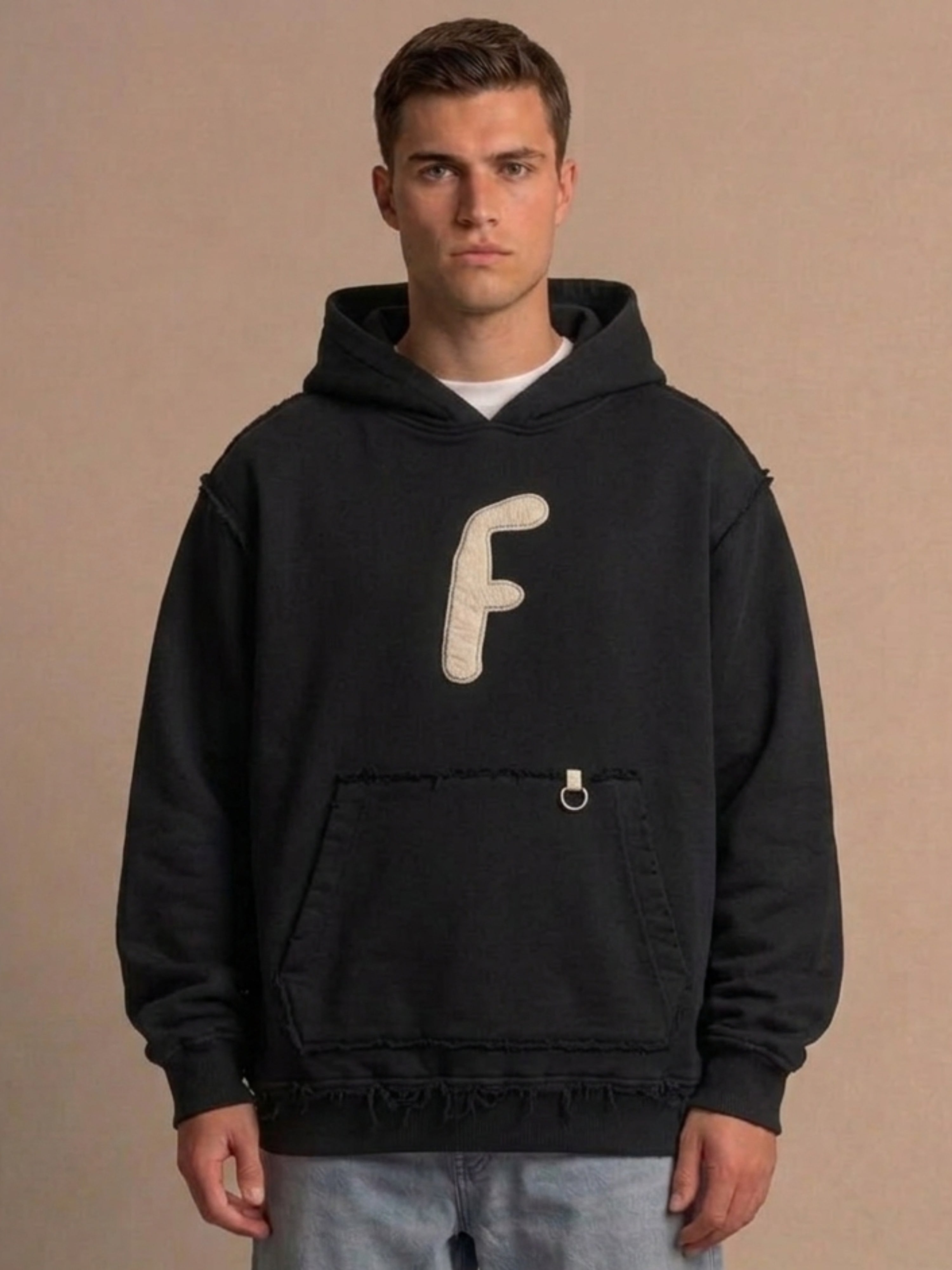 F LOGO HOODIE - SİYAH