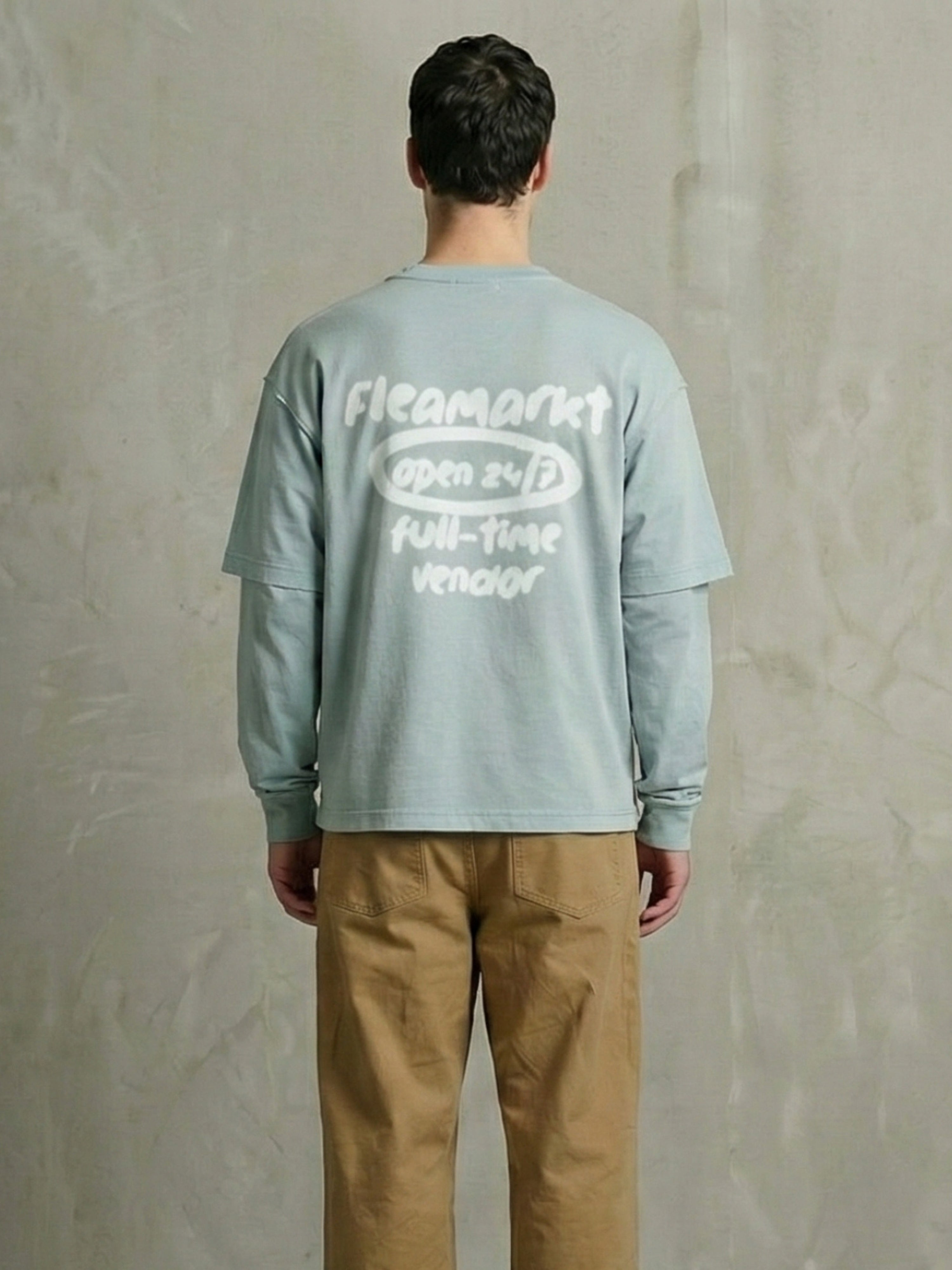 SPRAY DOUBLE SLEEVE T-SHIRT - AÇIK MAVİ