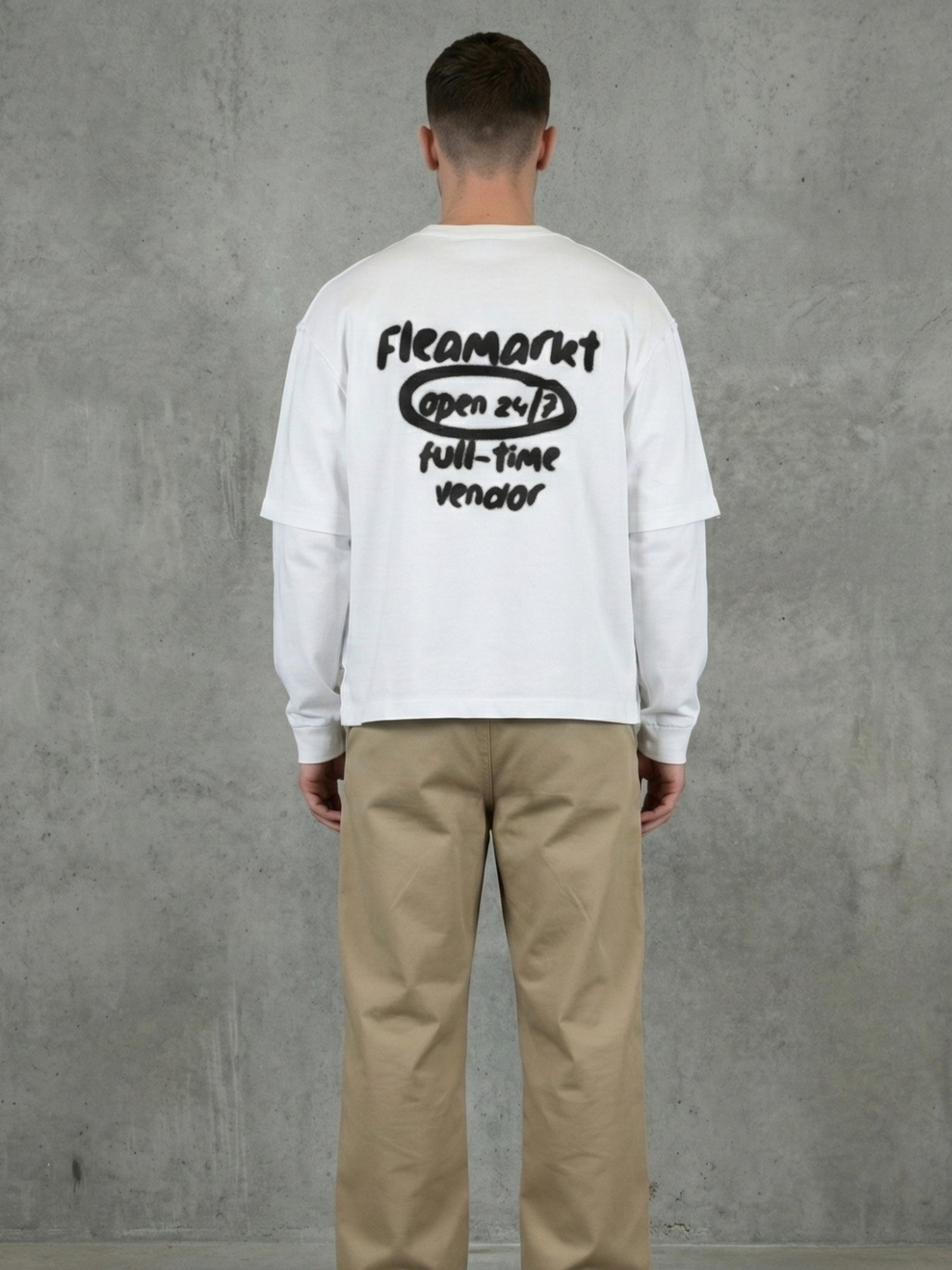 SPRAY DOUBLE SLEEVE T-SHIRT - BEYAZ