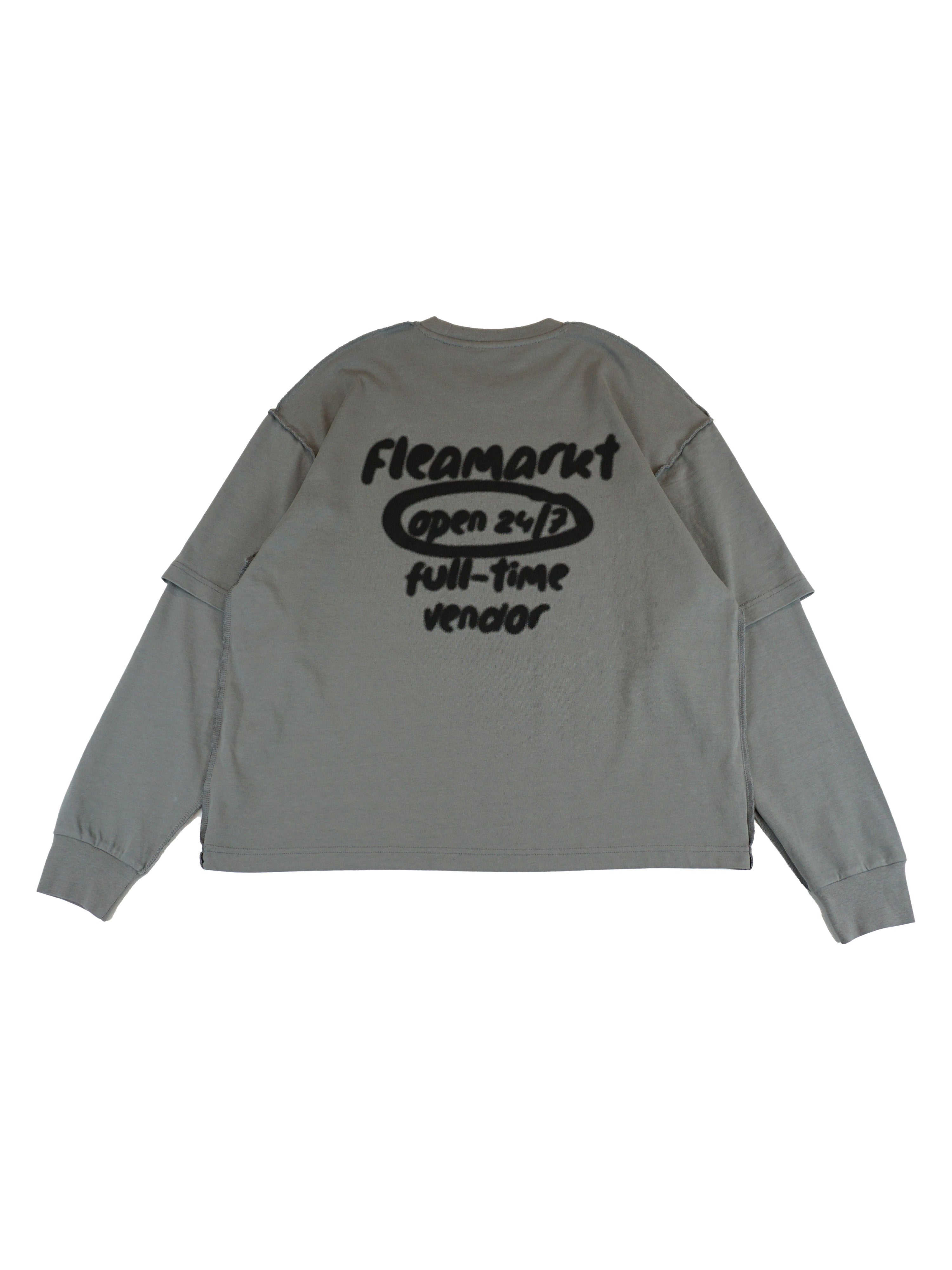 SPRAY DOUBLE SLEEVE T-SHIRT - AÇIK GRİ