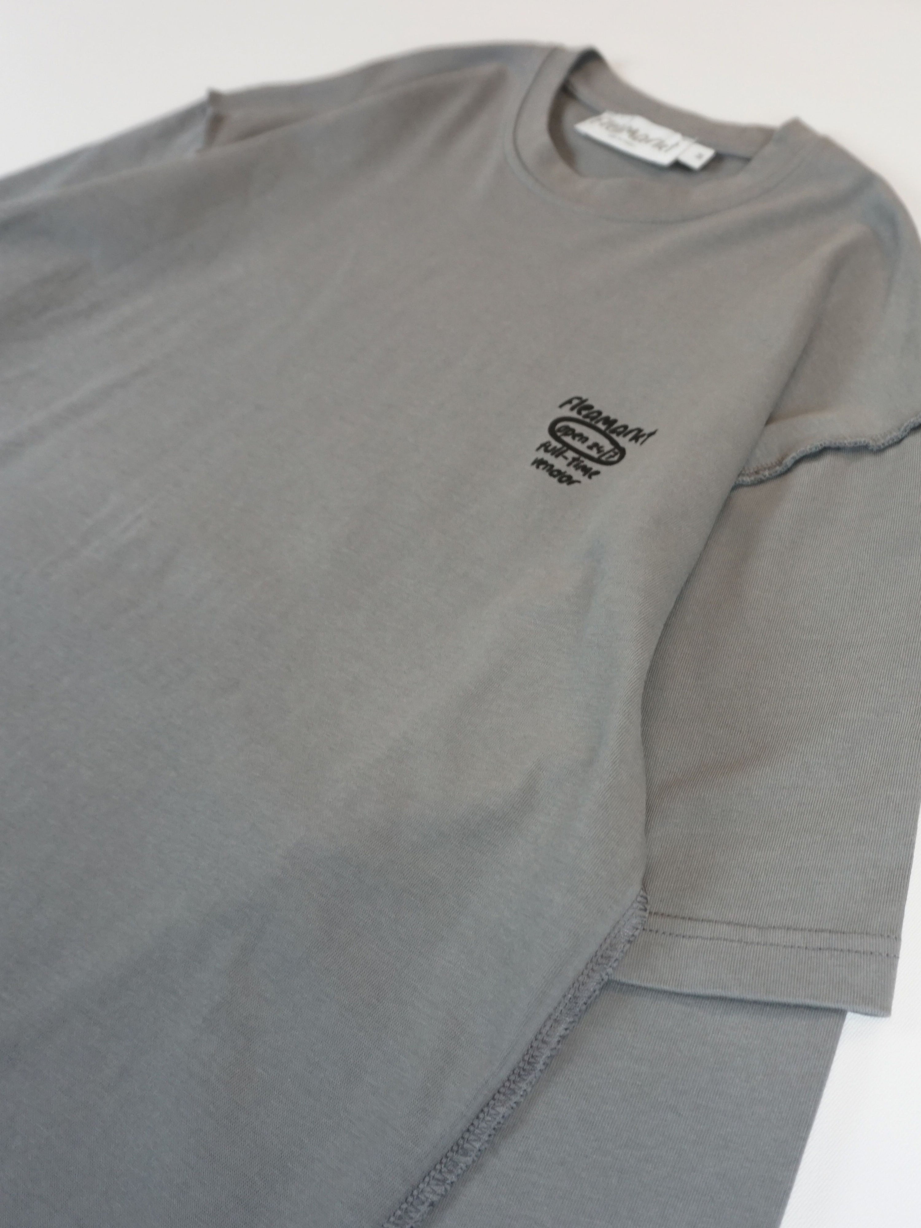 SPRAY DOUBLE SLEEVE T-SHIRT - AÇIK GRİ