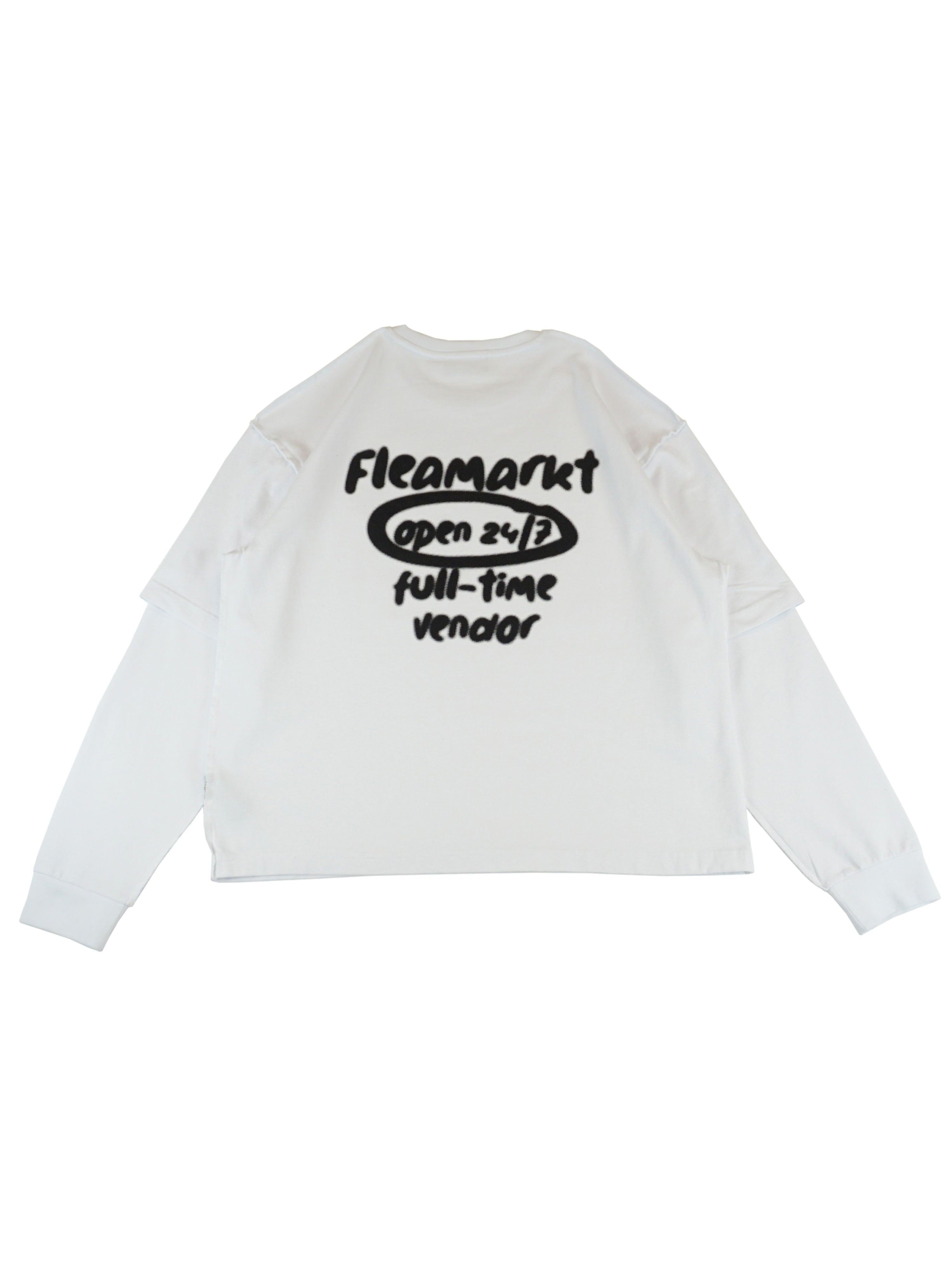 SPRAY DOUBLE SLEEVE T-SHIRT - BEYAZ