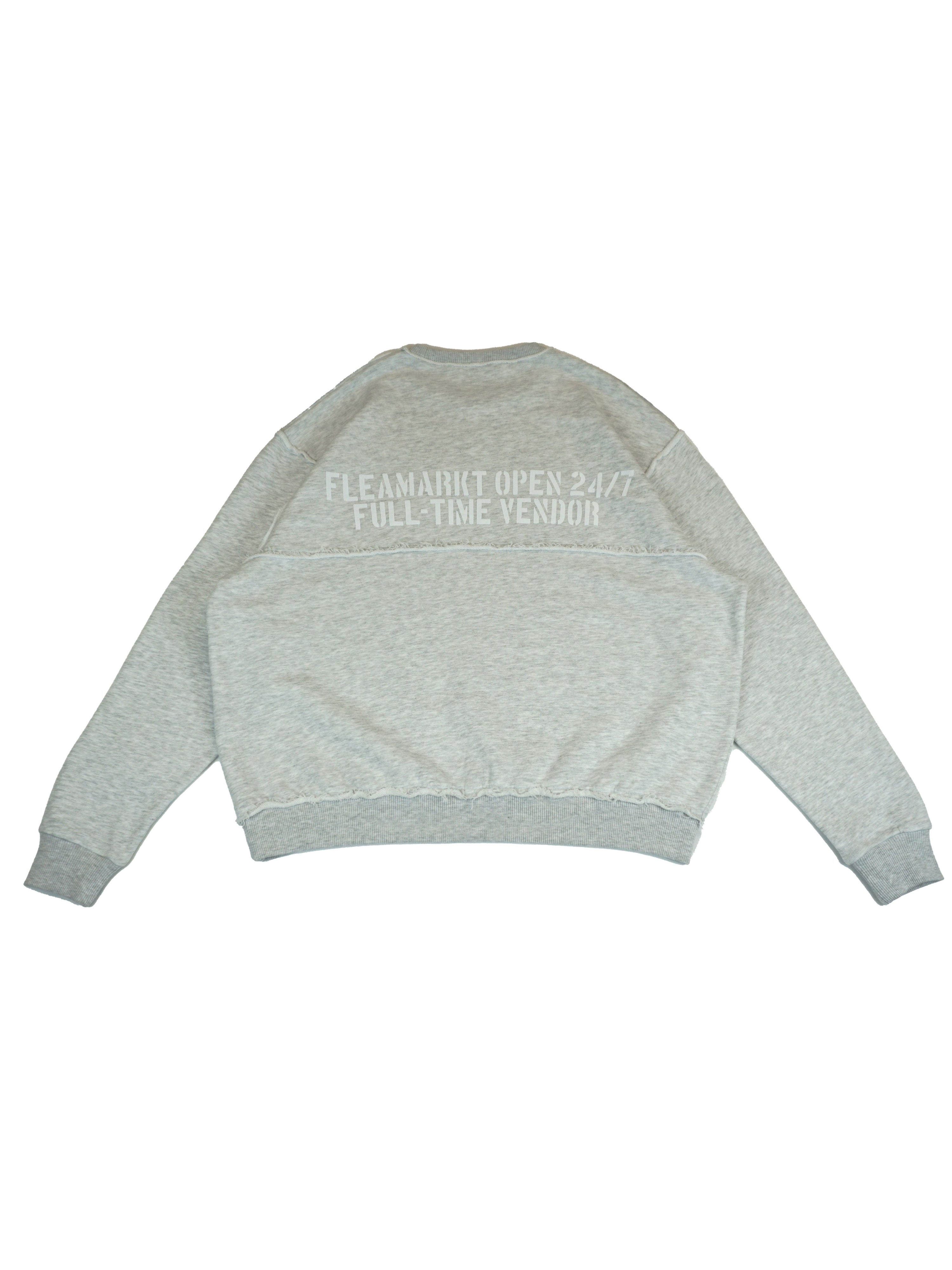 ARKA PARÇALI SWEATSHIRT - GRI MELANJ